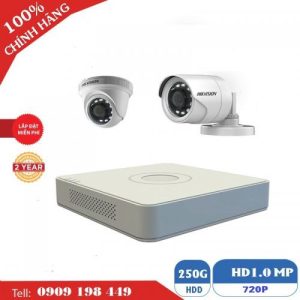 Bộ 2 camera quan sát TVI 1.0 MP Chính Hãng Hikvision