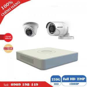 Bộ 2 camera quan sát TVI 2.0 MP Chính Hãng Hikvision