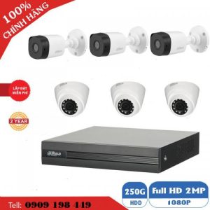 Bộ 6 camera quan sát CVI 2.0 MP Hãng DAHUA