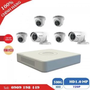 Bộ 6 camera quan sát TVI 1.0 MP Chính Hãng Hikvision