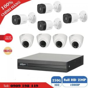Bộ 8 camera quan sát CVI 2.0 MP Hãng DAHUA