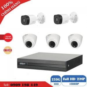 Bộ 5 camera quan sát CVI 2.0 MP Hãng DAHUA