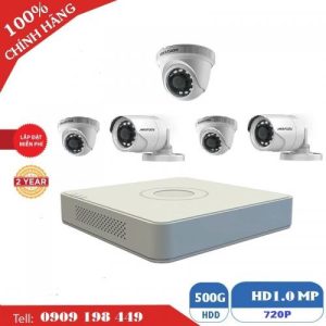 Bộ 5 camera quan sát TVI 1.0 MP Chính Hãng Hikvision