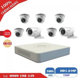 Bộ 7 camera quan sát TVI 1.0 MP Chính Hãng Hikvision