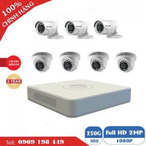 Bộ 7 camera quan sát TVI 2.0 MP Chính Hãng Hikvision